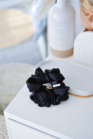 *Melbourne* The Luxe Satin Scrunchie -  Black