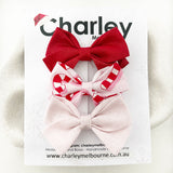 Candy Cane Christmas Bow Set