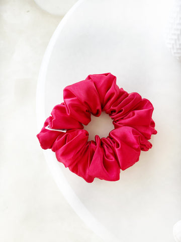 *Scarlett* The Luxe Satin Scrunchie - Red