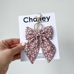 Blush Linen Luxe Bow Keyring | Bag Charm