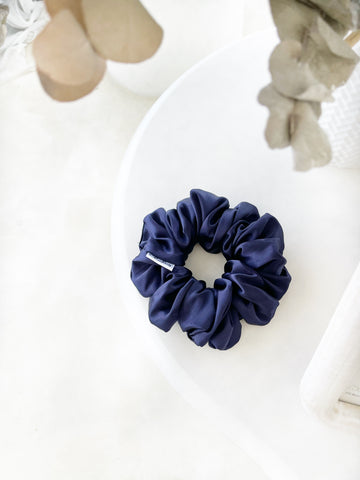 *Grace* The Luxe Satin Scrunchie - Midnight Blue