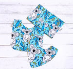 Aqua Koala - Dribble Bib, Feeding Bib, Burp Cloth Set