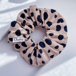 Stone Leopard Linen Cotton Scrunchie