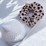 Stone Leopard Linen Cotton Scrunchie